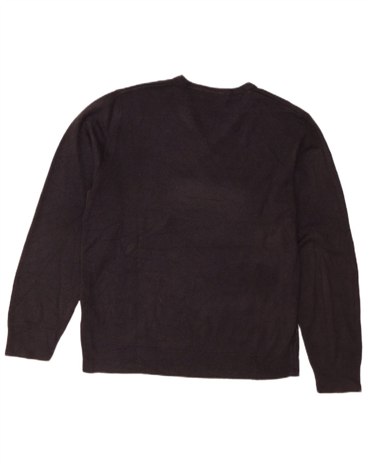 Męski sweter Marks & Spencer Blue Harbor z dekoltem w kształcie litery V, duży, granatowy