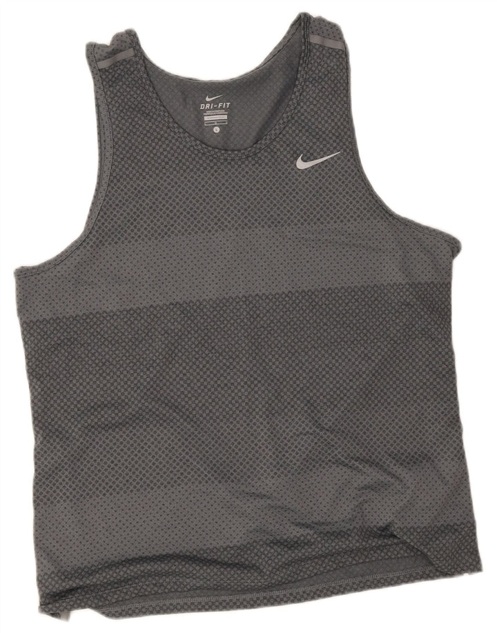 Męska kamizelka Nike Dri Fit, duża, szara, poliestrowa w paski