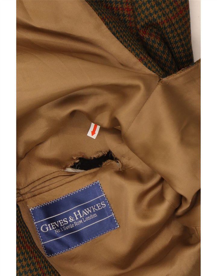 Męska marynarka zapinana na 2 guziki Gieves & Hawkes UK 44 2XL Khaki w pepitkę
