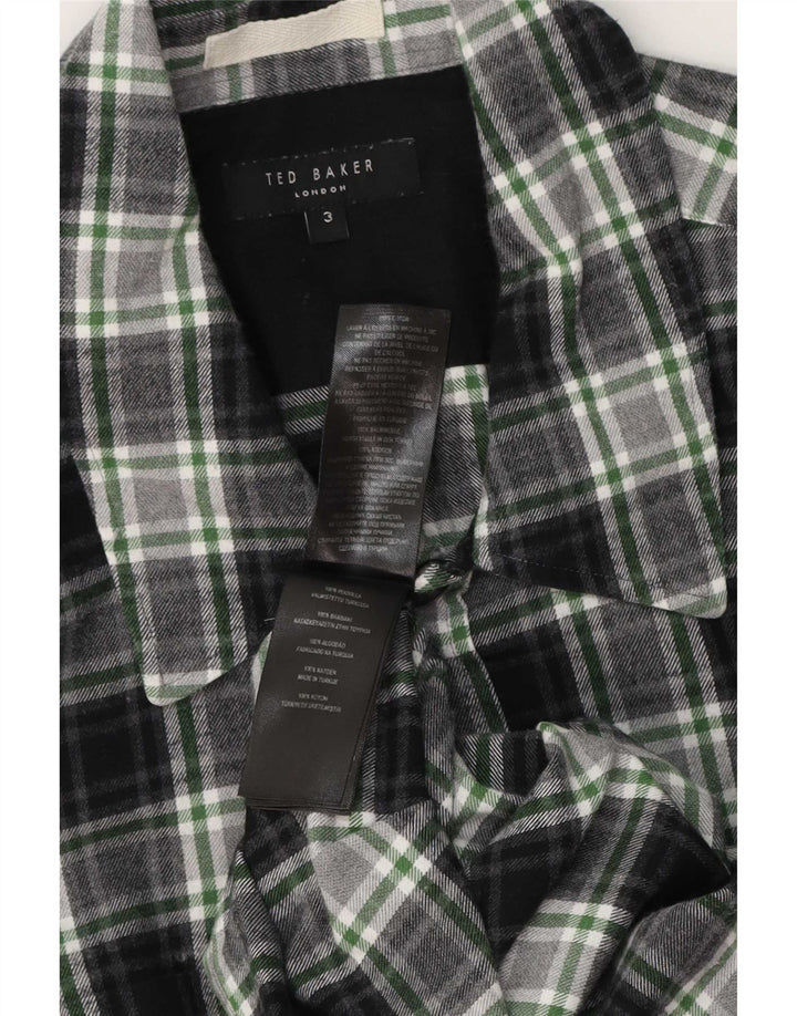 Męska koszula flanelowa Ted Baker, rozmiar 3, bawełniana w średnią zieloną kratkę