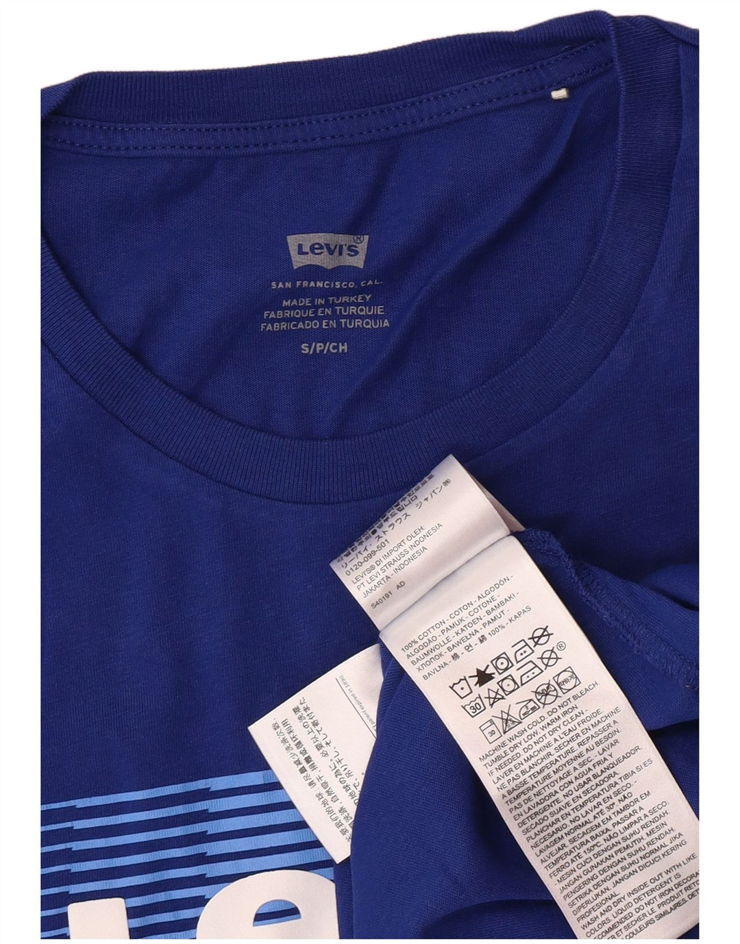 Męski T-shirt z grafiką LEVI'S, mały, niebieski, bawełniany