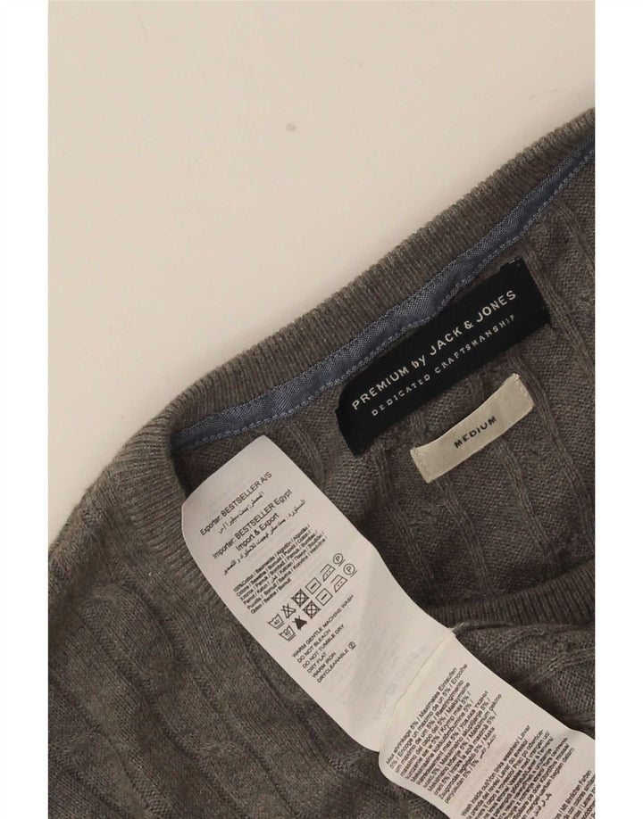 Męski sweter Jack & Jones z okrągłym dekoltem, średnioszary, bawełniany