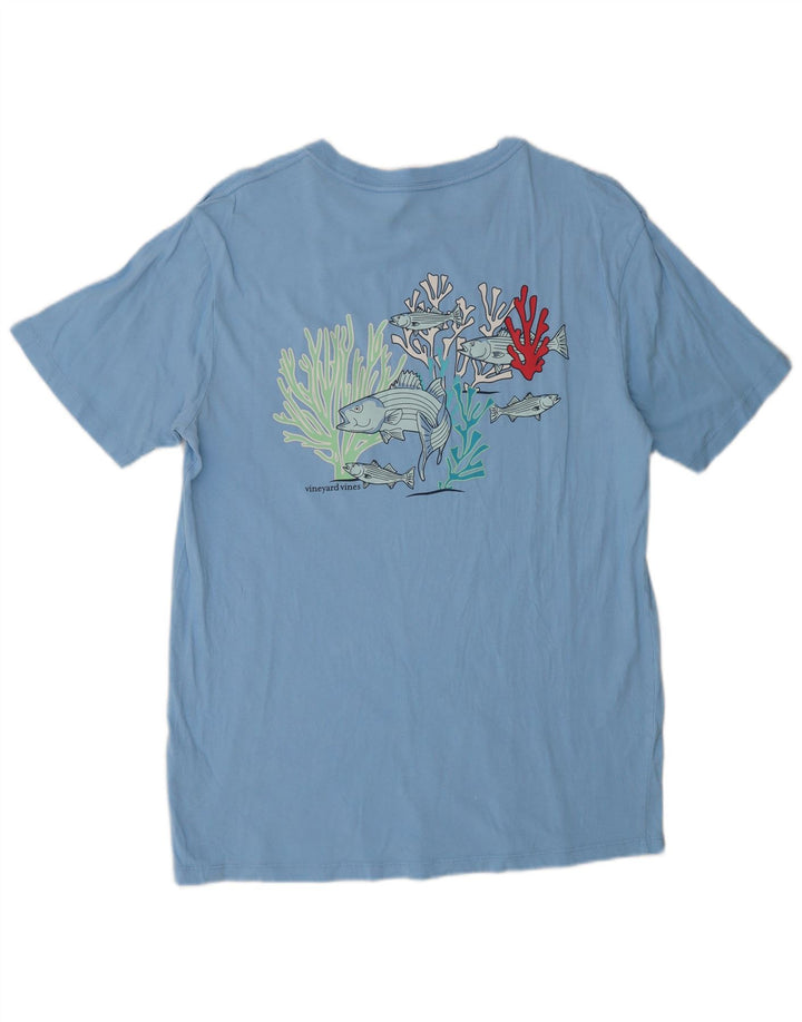 Męska koszulka z grafiką Vineyard Vines, mała niebieska bawełniana ryba