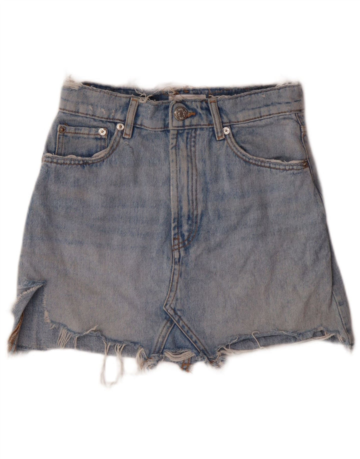 ZARA Womens Denim Skirt Small W26 Blue Cotton