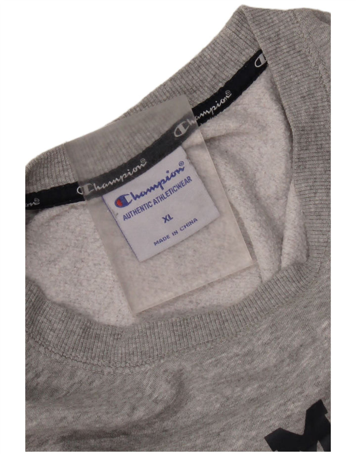 Męski sweter z grafiką Champion XL, szary, bawełniany