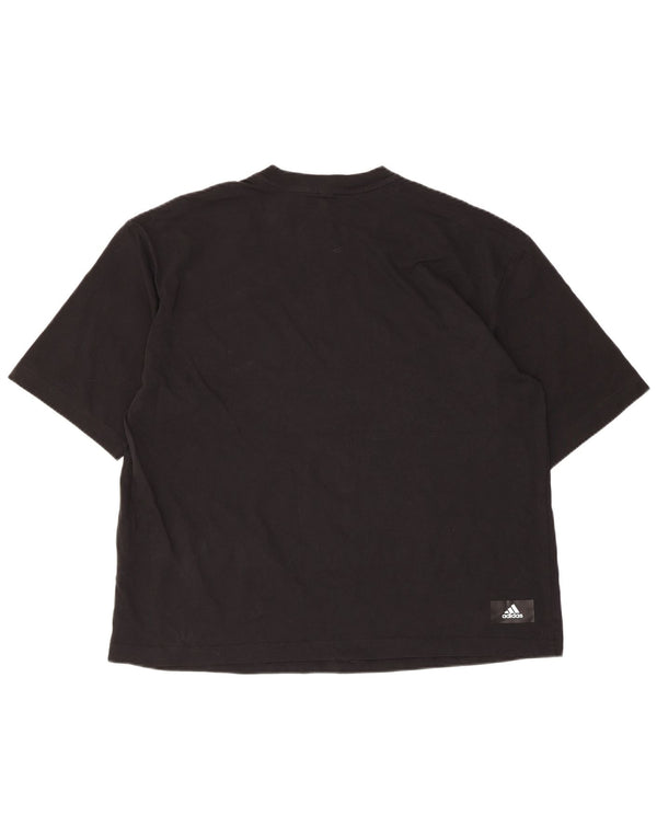 Męska koszulka graficzna Adidas Top UK 12/14 Średnia czarna bawełna