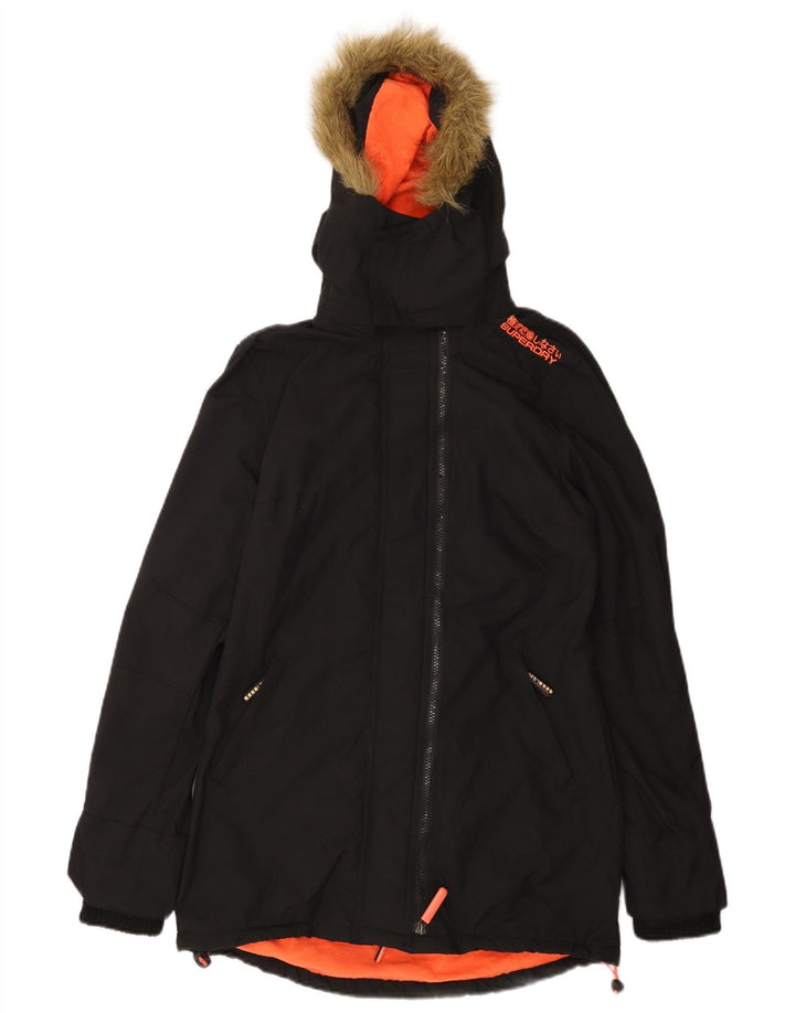 SUPERDRY Męska kurtka parka z kapturem UK 36 Small Black Nylon