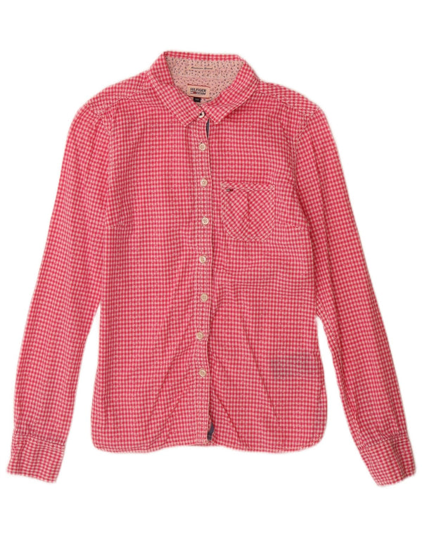Koszula damska Tommy Hilfiger UK 6 XS, różowa bawełniana kratka