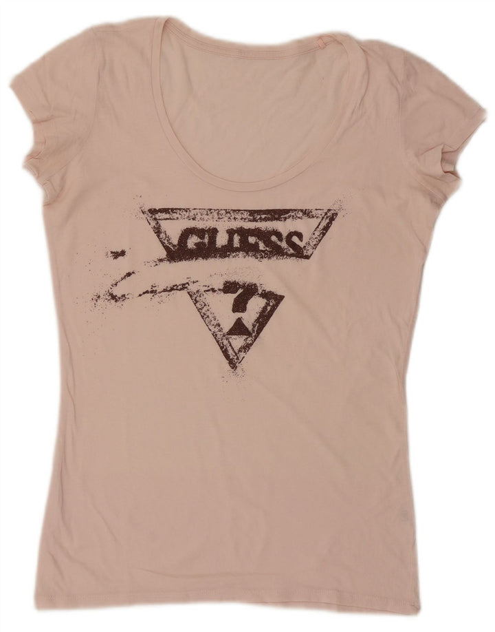 GUESS Womens Graphic T-Shirt Top UK 12 Medium Pink