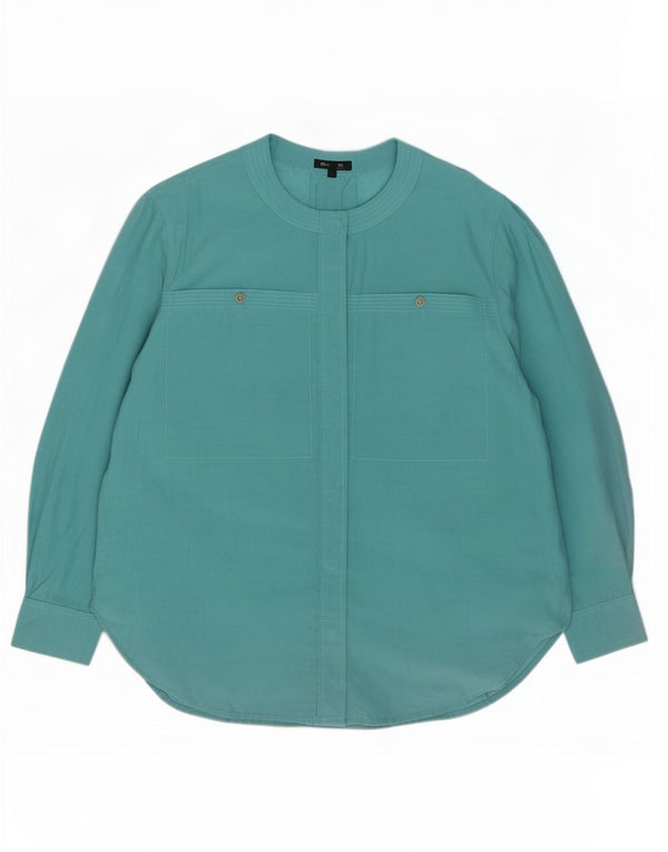 Massimo Dutti Womens Oversized Shirt Blouse EU 40 Medium Turquoise Cotton