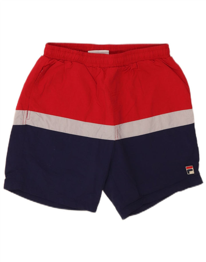 Męskie spodenki sportowe Fila, mały, czerwony, poliester z blokami kolorów