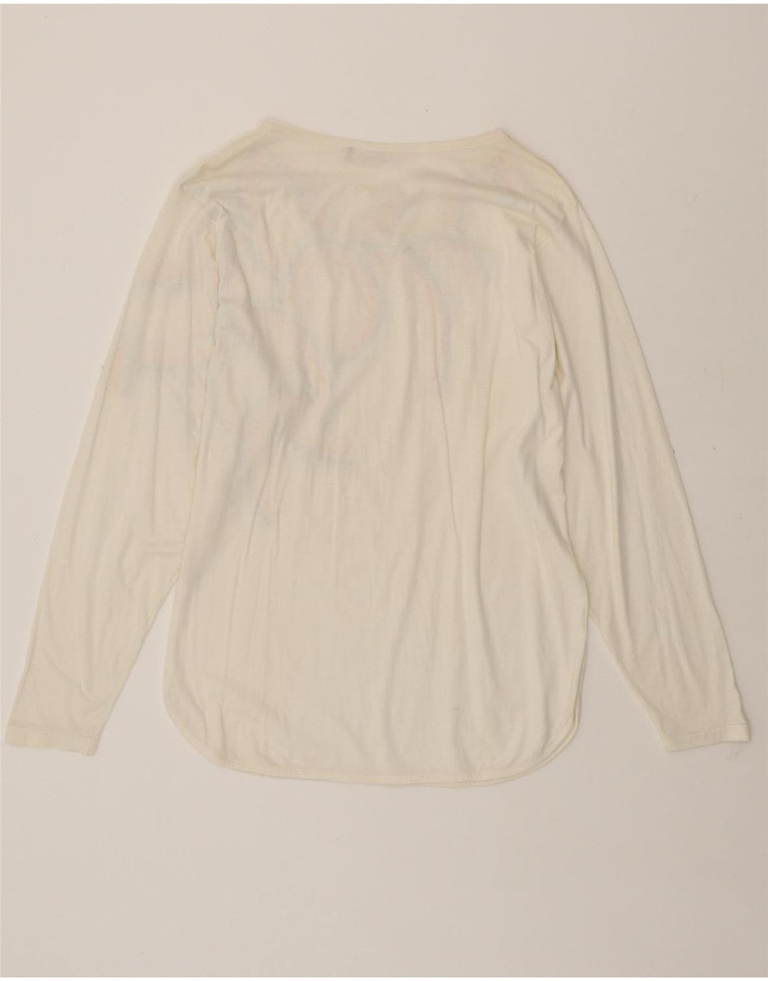 CARLA CARINI Womens Graphic Top Long Sleeve UK 14 Medium White Cotton Vintage Carla Carini and Second-Hand Carla Carini from Messina Hembry 