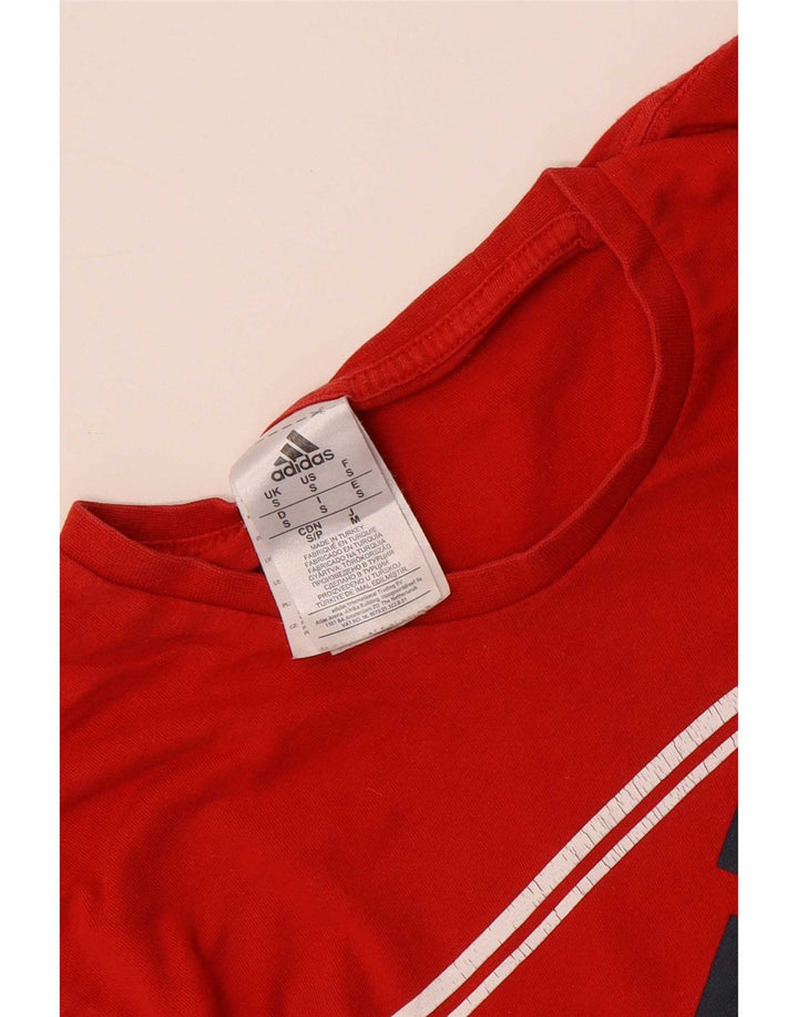 Męska koszulka z grafiką Adidas, mała, czerwona, bawełniana