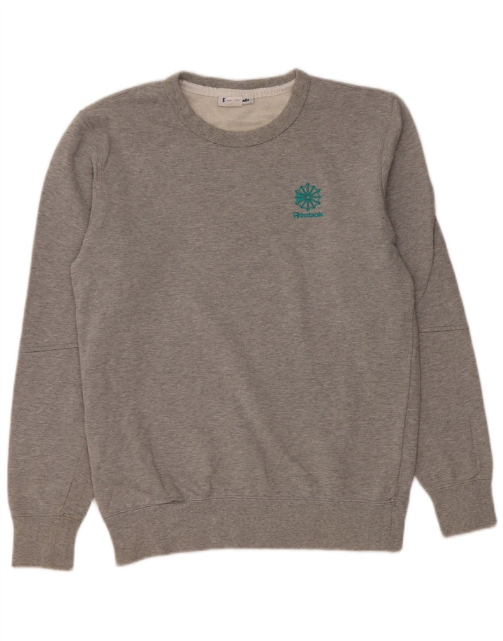 Damski sweter oversize REEBOK UK 10, mały, szary, bawełniany