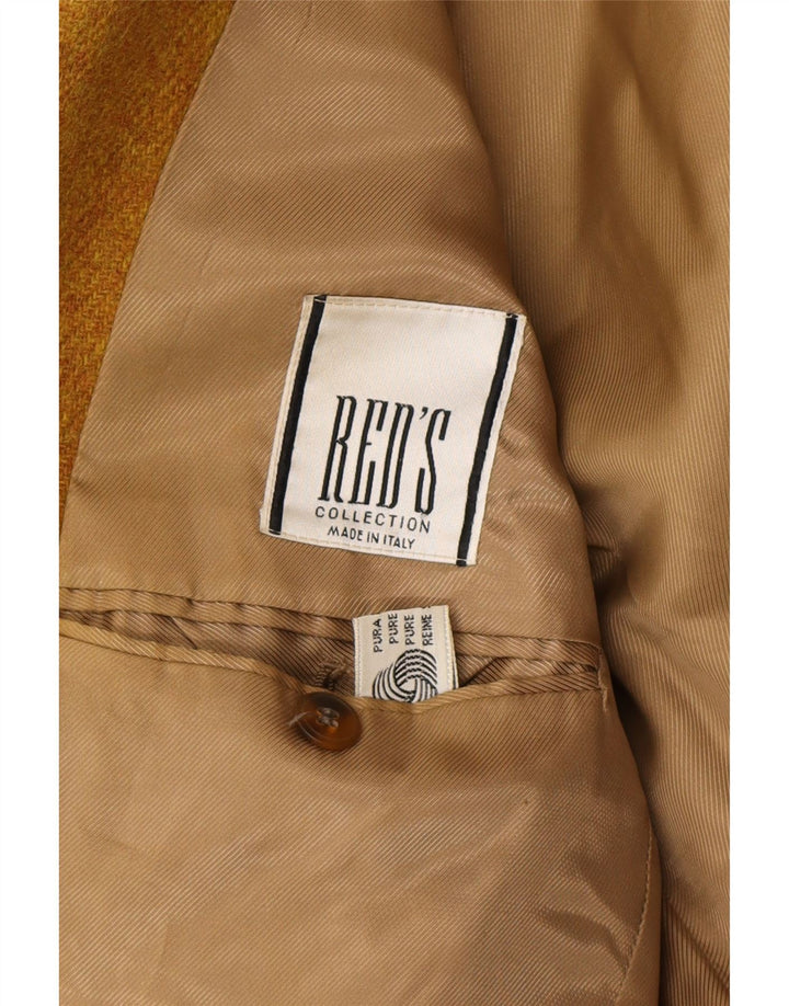 Męska marynarka zapinana na 3 guziki w stylu vintage, UK 40, duża, brązowa, dziewicza wełna