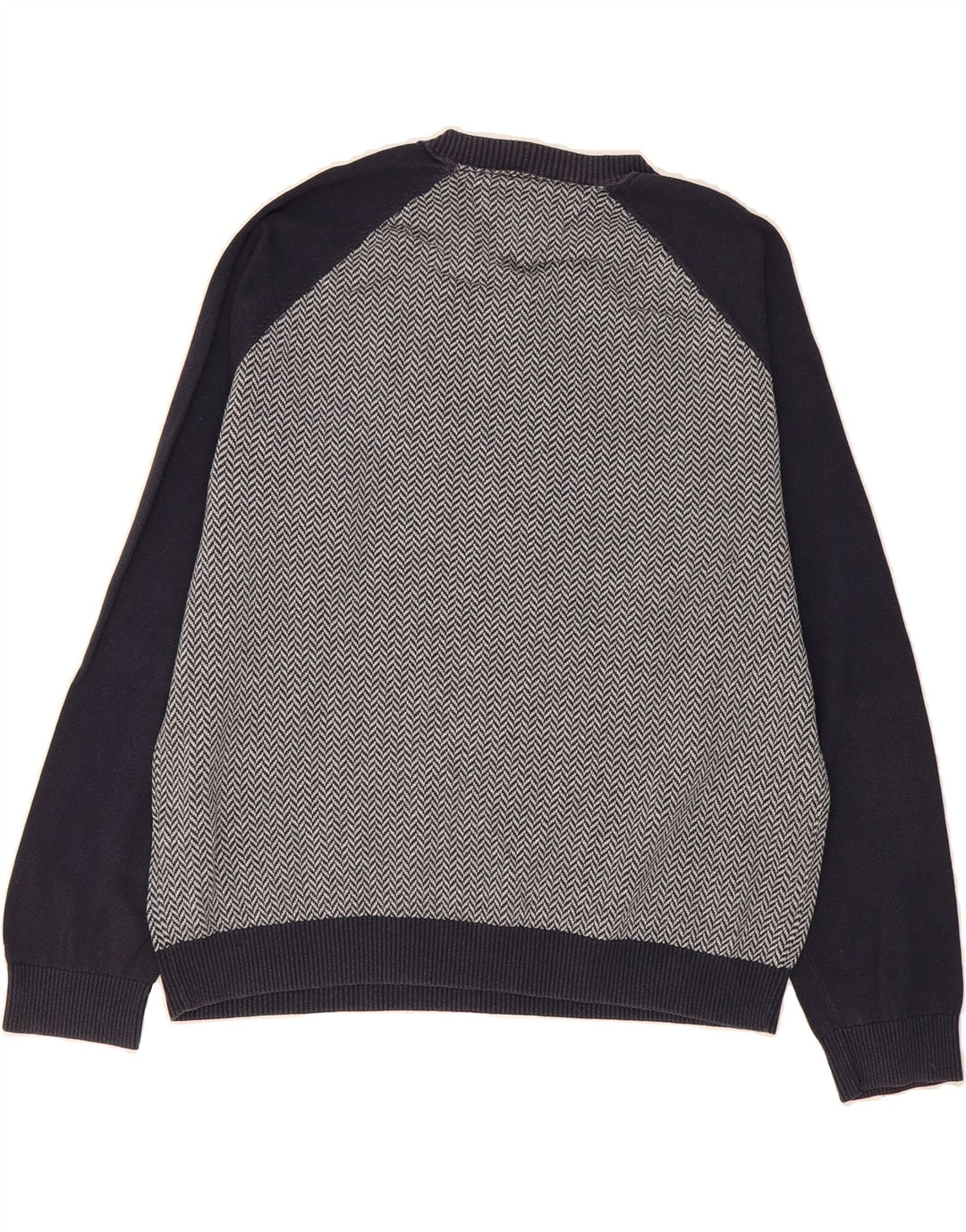 TOMMY HILFIGER Mens Crew Neck Jumper Sweater Large Navy Blue Herringbone Vintage Tommy Hilfiger and Second-Hand Tommy Hilfiger from Messina Hembry 