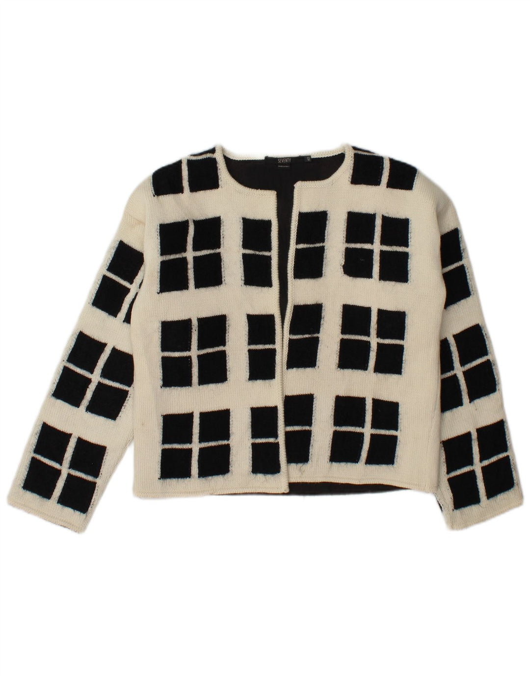 Damski sweter rozpinany Seventy IT 42, średni, złamany biały geometryczny