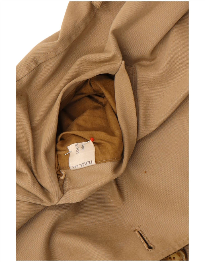 Dwustronny płaszcz damski w stylu vintage UK 14, bawełna w średnią beżową kratkę