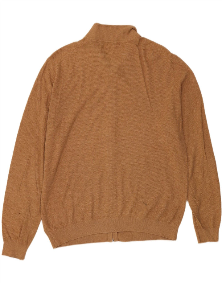 MASSIMO DUTTI Męski sweter rozpinany, duży, brązowy, bawełniany
