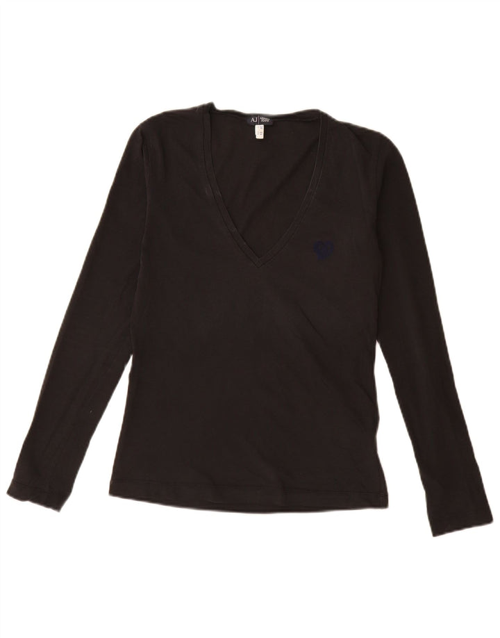 Top damski Armani Jeans z długim rękawem, EU 38, średni czarny, bawełniany