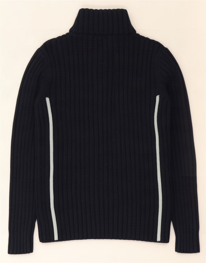 Trussardi Męski sweter zapinany na zamek Średni granatowy wełniany