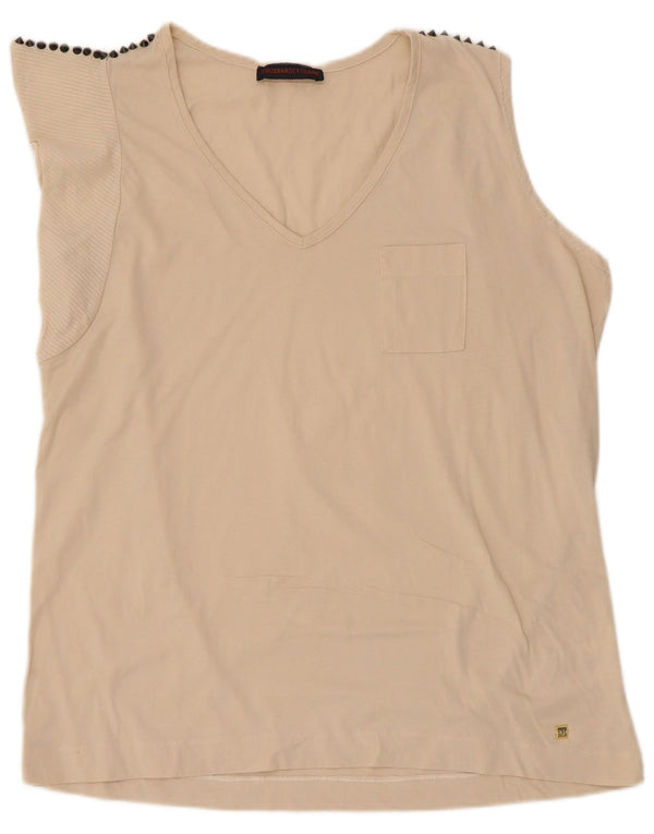 T-shirt damski Trussardi Jeans Top UK 18 XL, beżowy, bawełniany