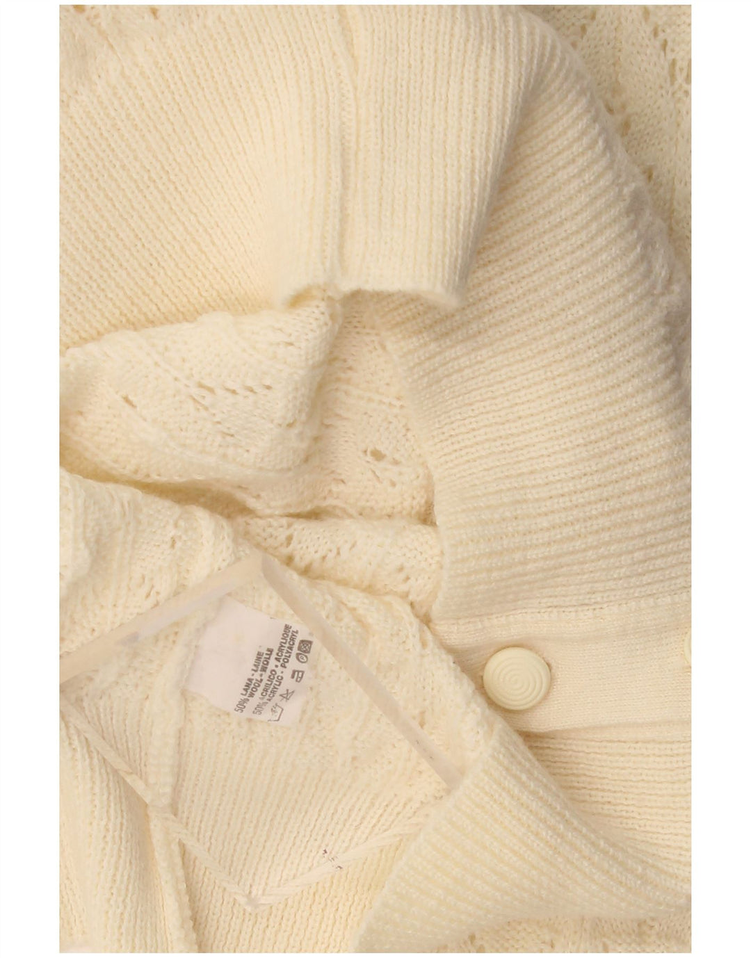 Sweter damski w stylu vintage, brytyjski 16, duży, beżowy, wełniany