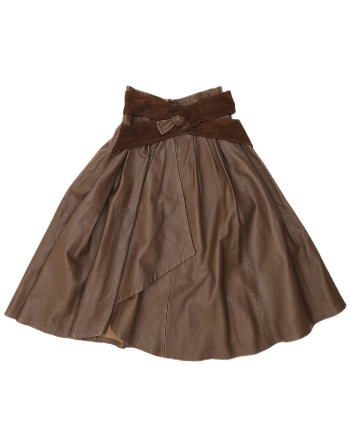 Vintage damska skórzana rozkloszowana spódnica IT 42 Medium W26 Brown
