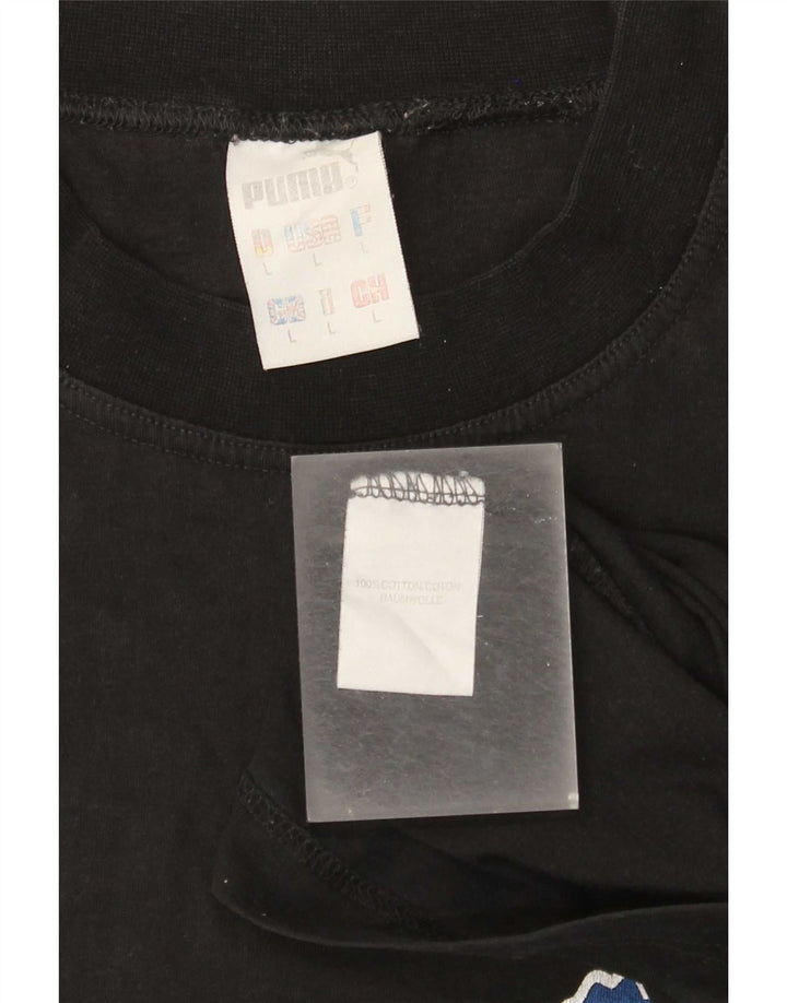 Męski T-shirt z grafiką Puma, duży, czarny, bawełniany