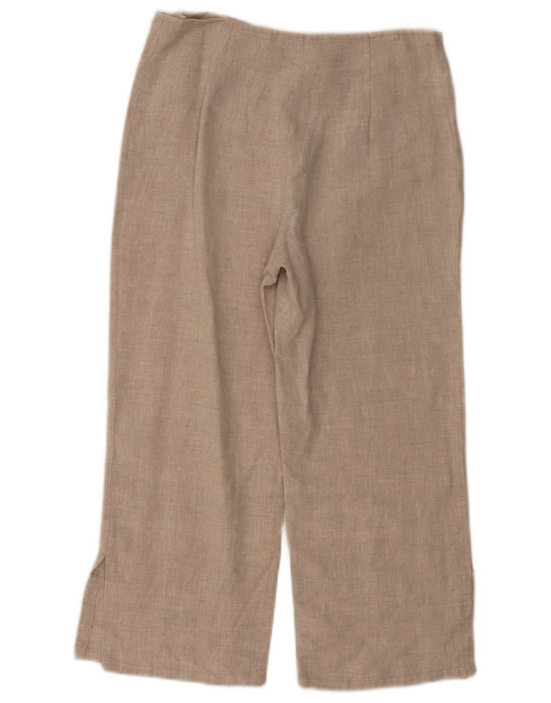 Spodnie damskie VINTAGE proste Capri UK 10 małe W30 L21 beżowe lniane