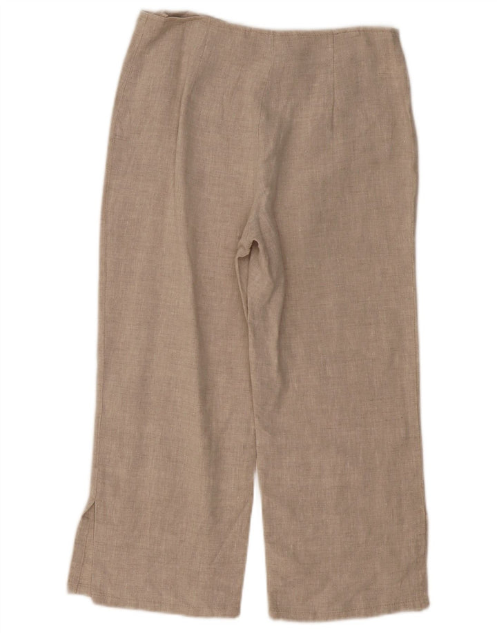 Spodnie damskie VINTAGE proste Capri UK 10 małe W30 L21 beżowe lniane