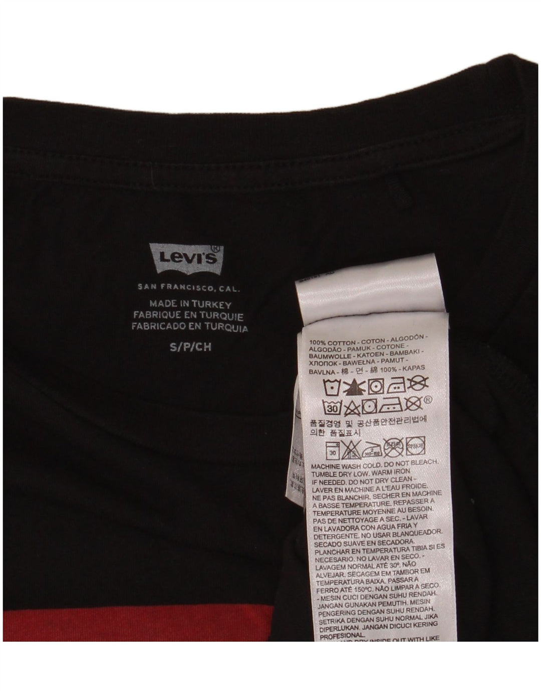 Damska koszulka z grafiką LEVI'S Top UK 12, mała, czarna bawełniana