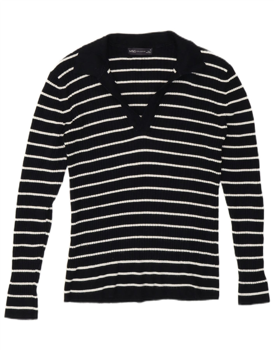 Marks & Spencer Damski sweter polo UK 14 w średnie niebieskie paski