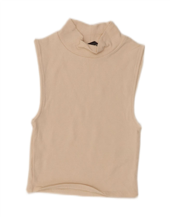 ZARA Womens Sleeveless Crop Top UK 8 Small Beige Cotton Vintage Zara and Second-Hand Zara from Messina Hembry 