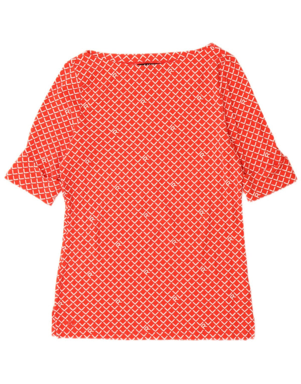 Damska koszulka z grafiką Ralph Lauren Top UK 10 Small Red Geometric Cotton