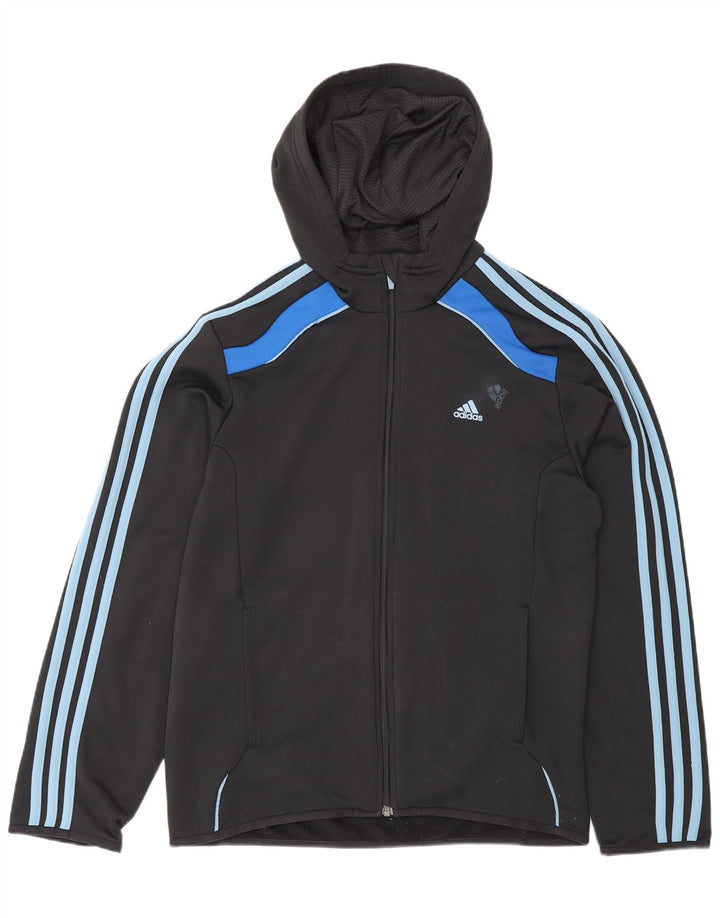 Adidas Męski sweter z kapturem i zamkiem błyskawicznym, średni czarny poliester sportowy