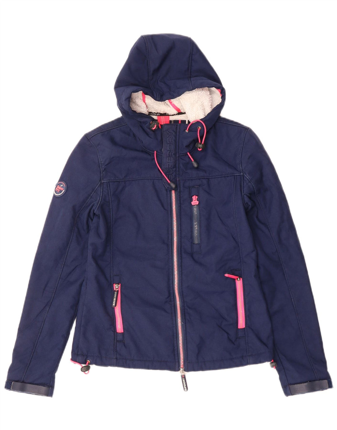 Damska kurtka wiatrówka z kapturem Superdry UK 6 XS Granatowy poliester