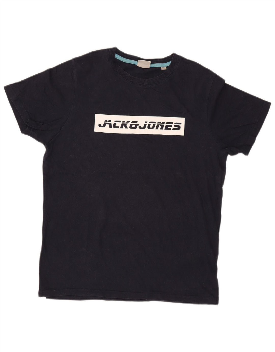 Męska koszulka z grafiką JACK & JONES, średnia, granatowa, bawełniana