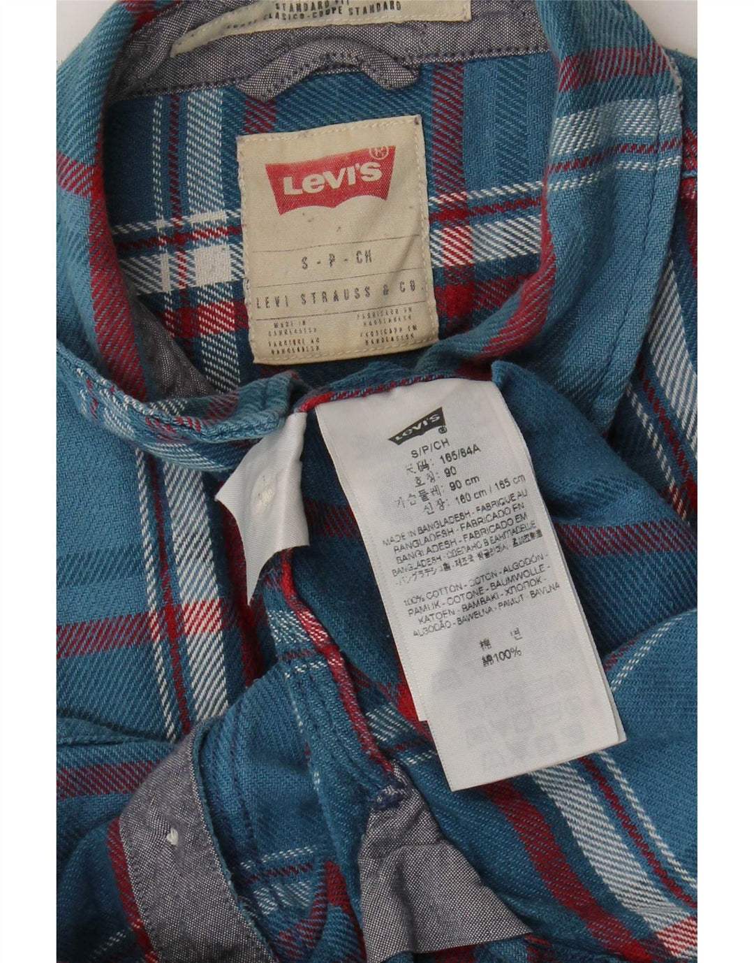 Męska koszula flanelowa Levi's o standardowym kroju, w małą niebieską kratkę