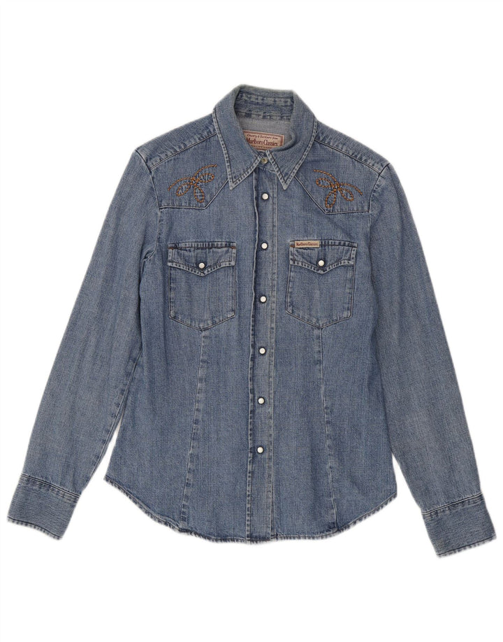 Damska koszula dżinsowa Marlboro Classics Slim Fit UK 12, średnia niebieska bawełna