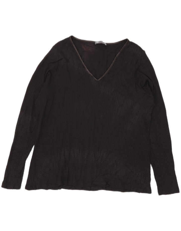 Marks & Spencer Damski top z długim rękawem UK 24 4XL Czarna wiskoza