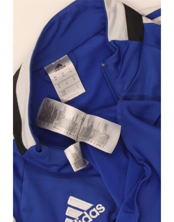 Adidas Męska bluza dresowa z grafiką, średnia niebieska, poliester z blokami kolorów
