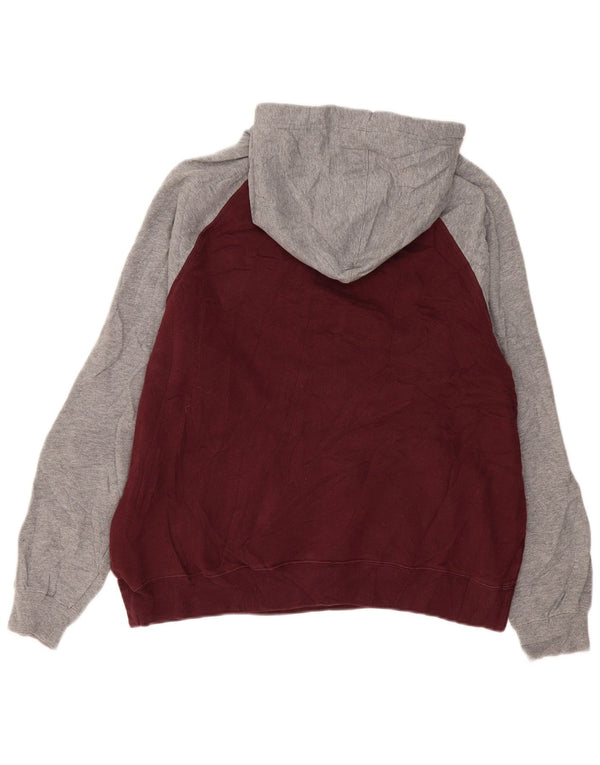 Męski sweter z kapturem Starter UK 42/44, duża, bordowa bawełna z blokami kolorów