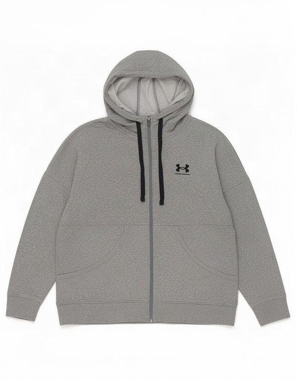 Damski sweter oversize z kapturem i zamkiem Under Armour UK 16, duży, szary, nakrapiany