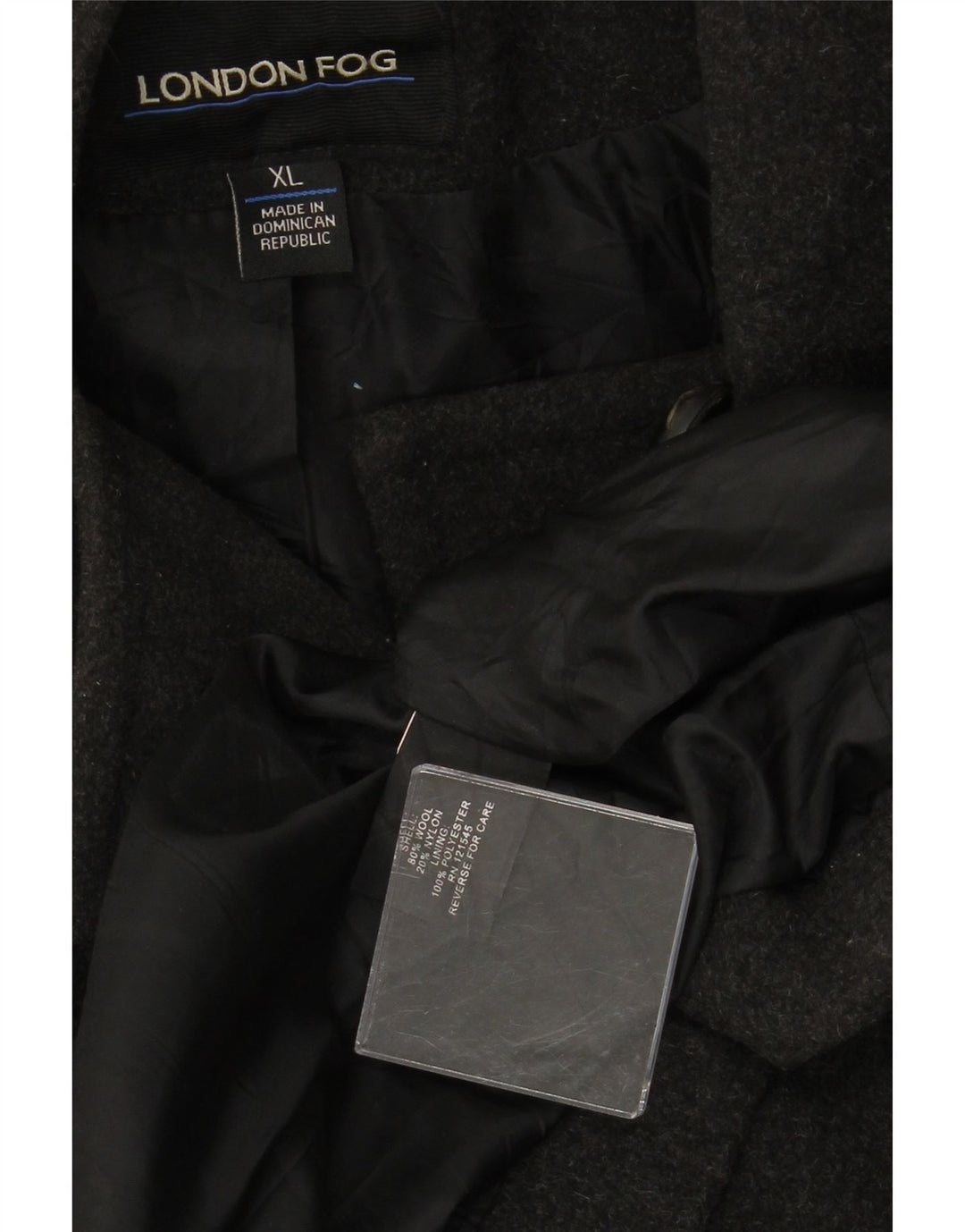 LONDON FOG Damski płaszcz z kapturem, groszkowy UK 18 XL, szara wełna