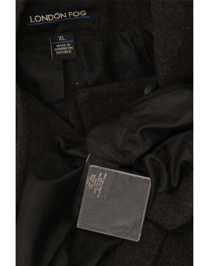 LONDON FOG Damski płaszcz z kapturem, groszkowy UK 18 XL, szara wełna