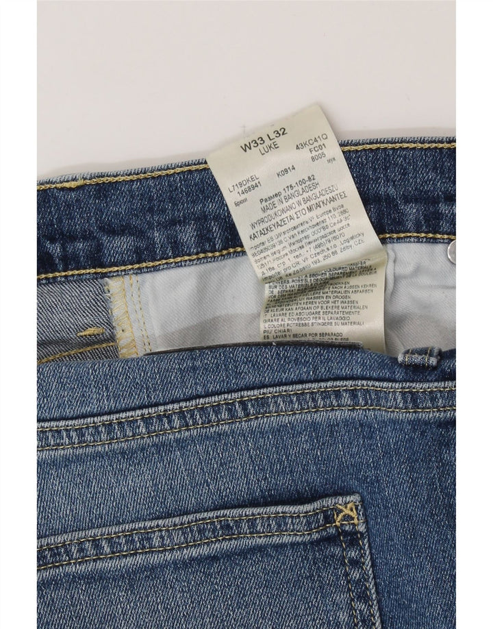 Lee Męskie Luke Slim Jeans W33 L32 Niebieskie bawełniane