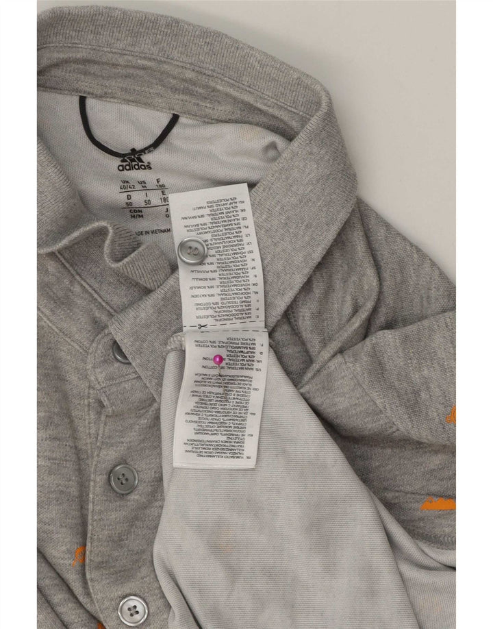 Męska koszulka polo Adidas z abstrakcyjnym wzorem UK 40/42 Średnia szara bawełna