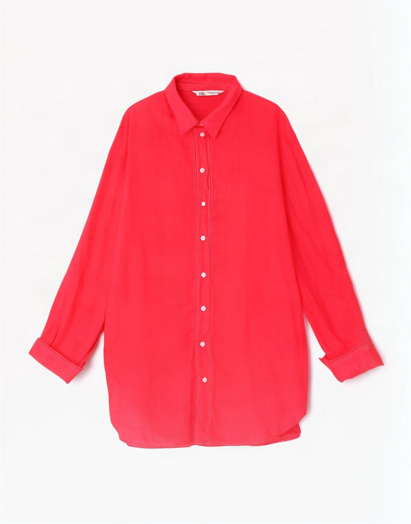 Damska sukienka oversize Zara UK 6 XS, różowa Ramie