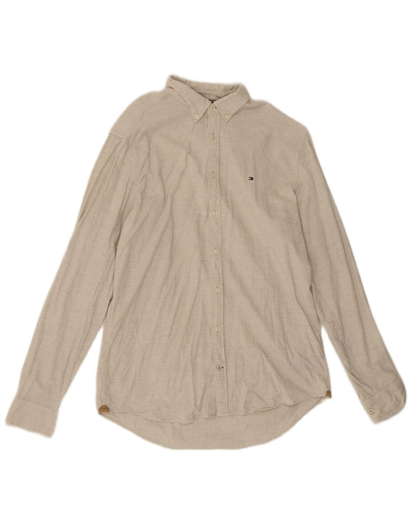 Męska sztruksowa koszula o regularnym kroju Tommy Hilfiger, duża, beżowa, bawełniana